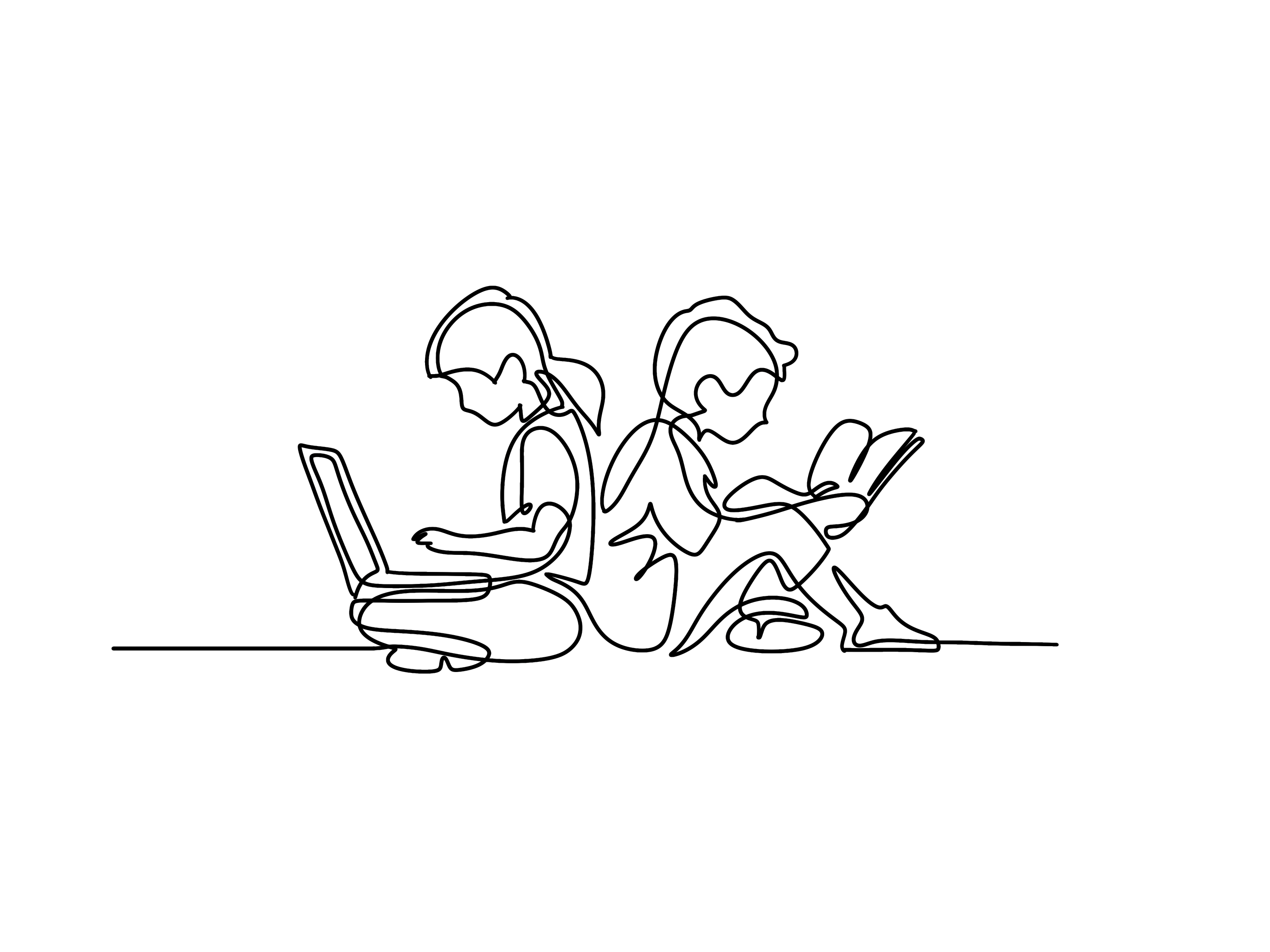 Illustration på barn med varsin dator