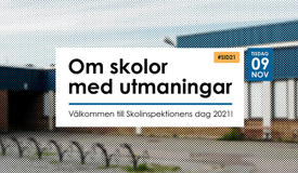 En skola med rastereffekt. Text ovanpå "Om skolor med utmaningar"