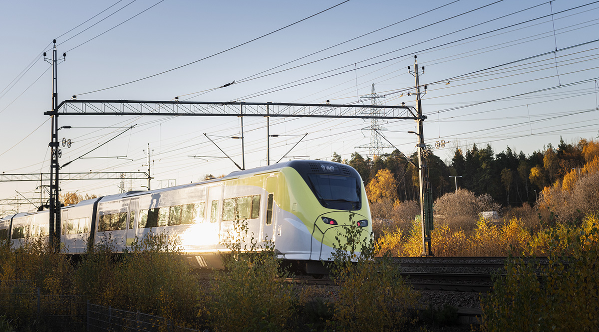 tåg i höstlandskap