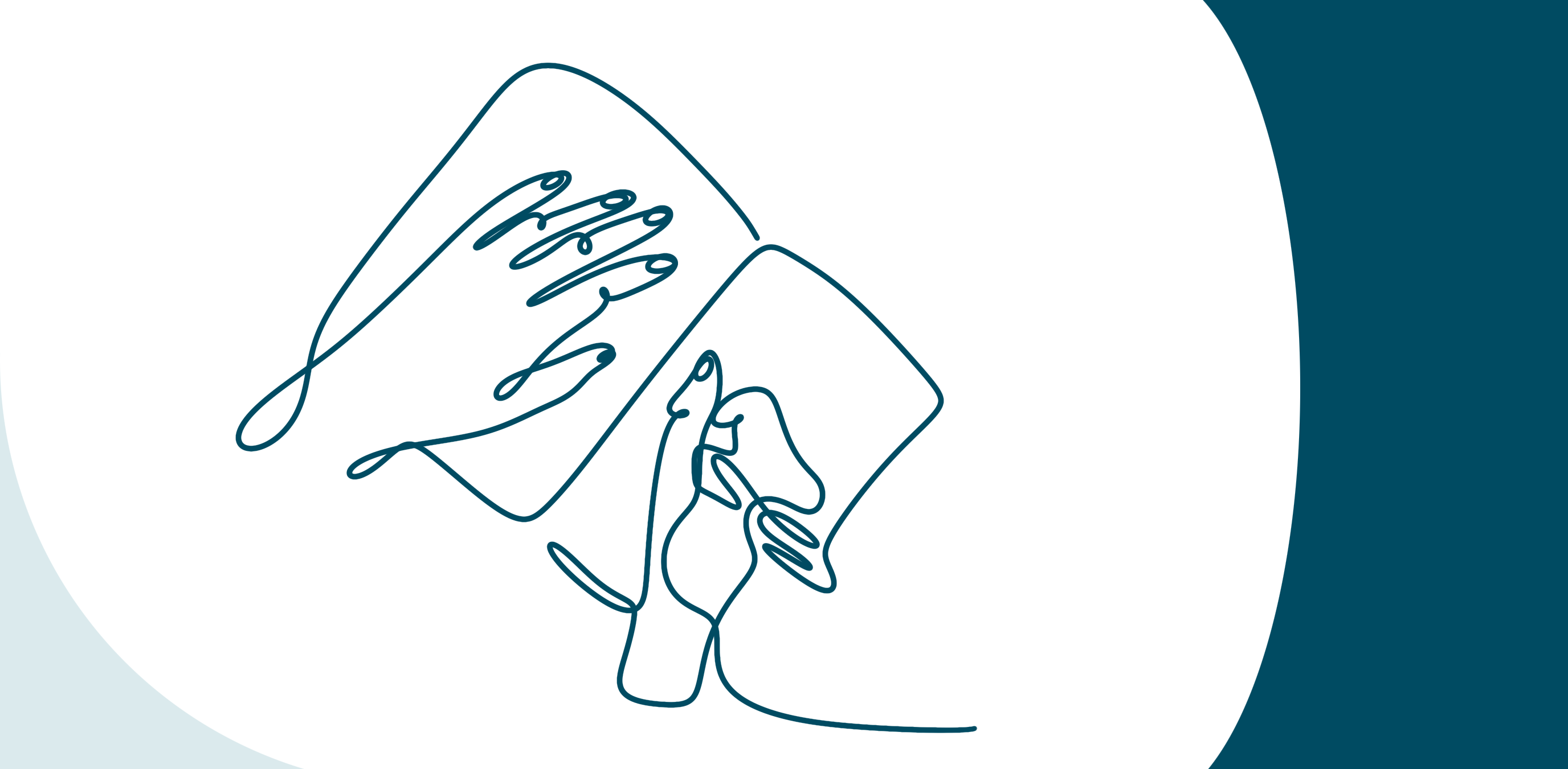 illustration av en hand som skriver på ett block